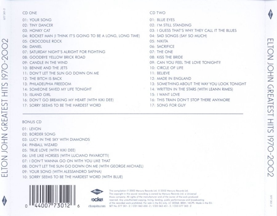 elton john greatest hits 1970 2002 se back